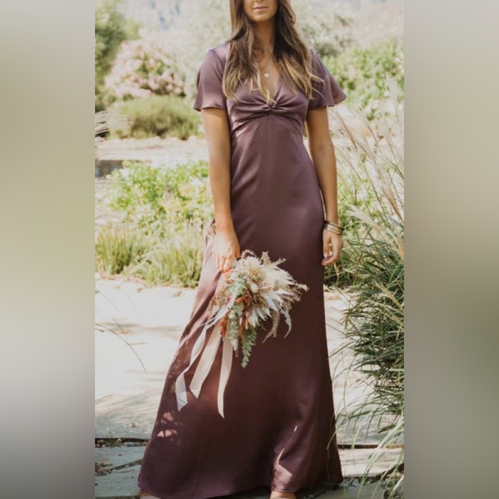 Show Me Your MuMu Rome Twist Gown Dusty Plum Luxe Satin Small NWT